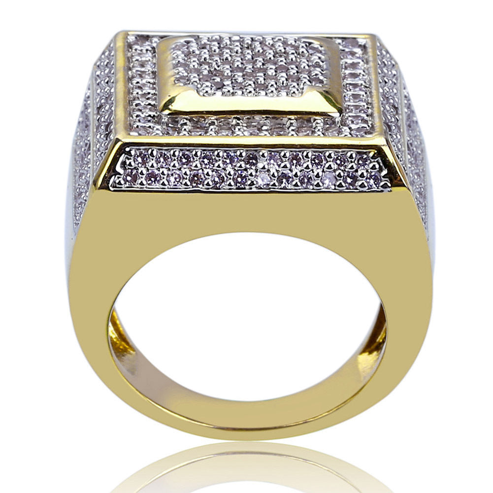 Micro Inset Zircon Square Diamond Ring