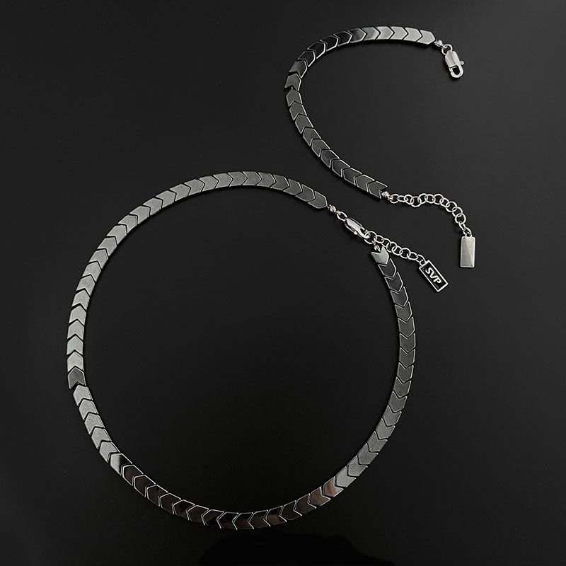 Trendy Black Gallstone Snake Chain for Men