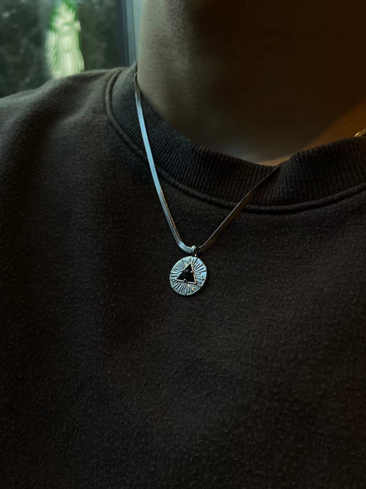 Pharaoh Eye Blue Zircon Pendant Necklace