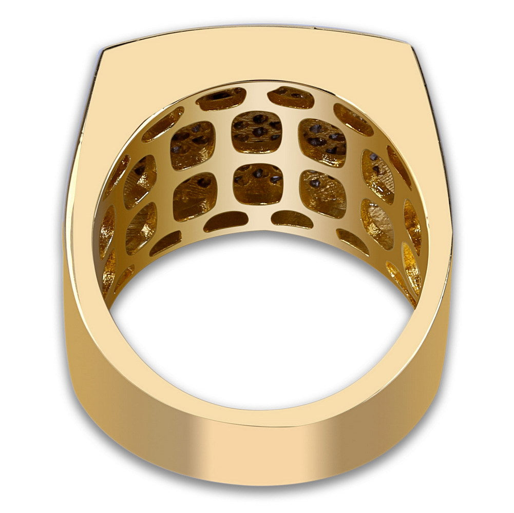 Gold Square Diamond Ring with Micro Inset Zircon