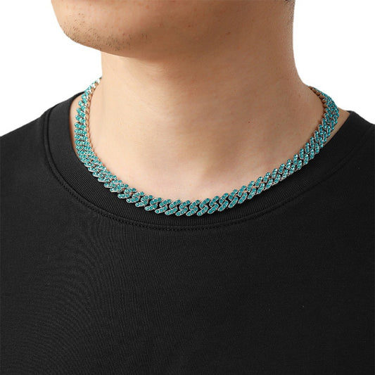 Ocean Blue Cuban Chain Necklace