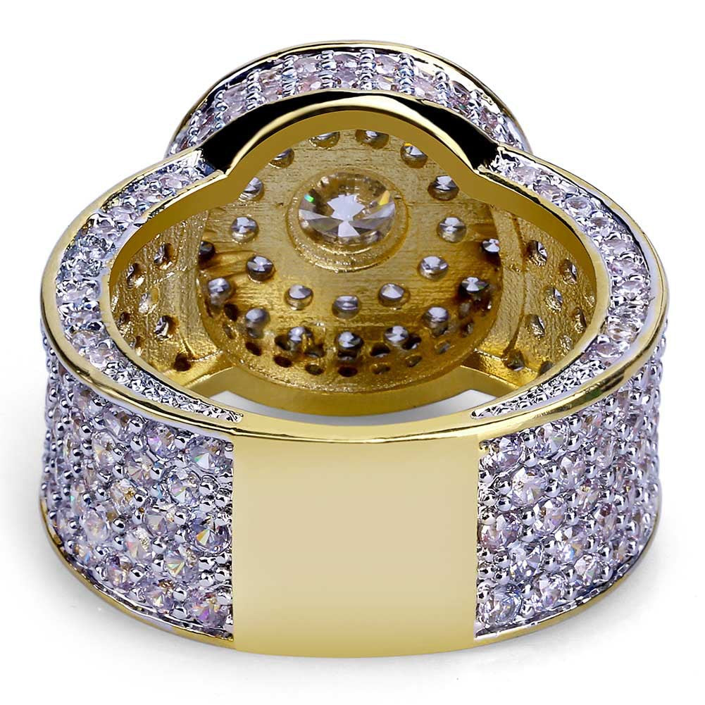 Bold Gold Plated Diamond Ring Inlaid with Zircon