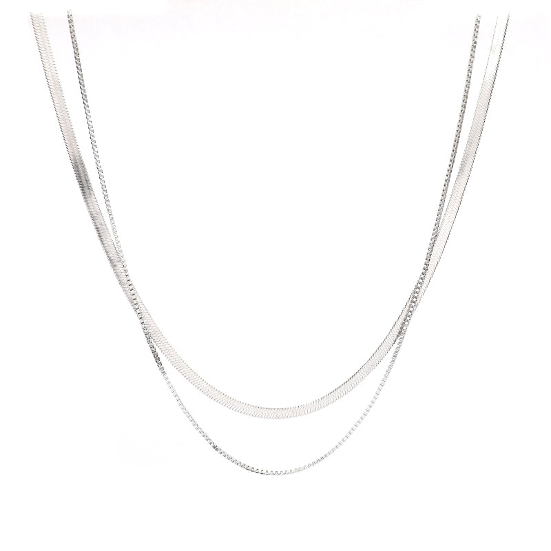 Simple Double Layer Bone Snake Chain Necklace