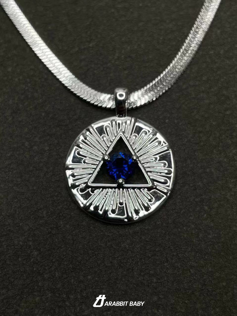 Pharaoh Eye Blue Zircon Pendant Necklace