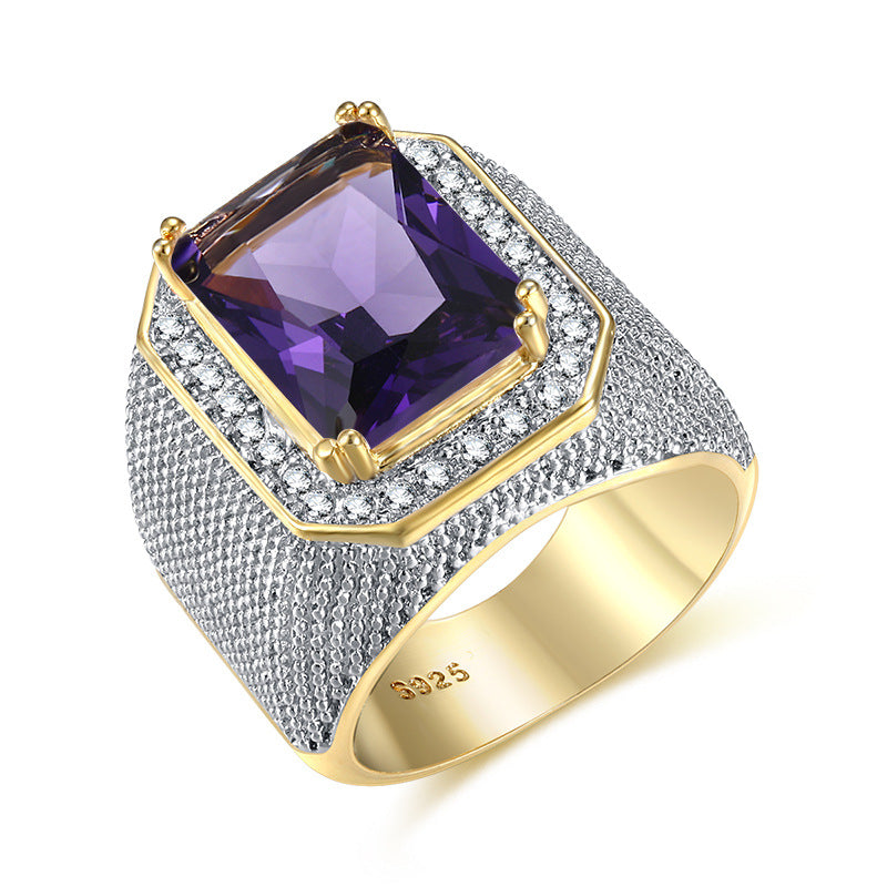 Domacier Square Gem Golden Diamond Ring