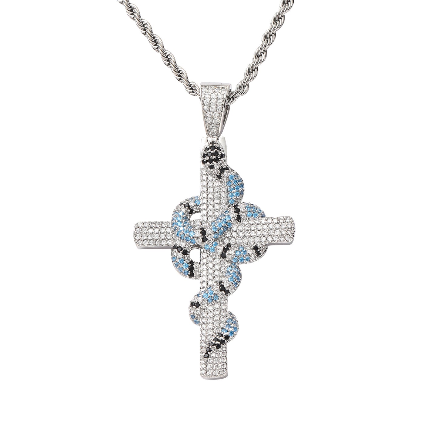Cross with Snake Pendant Necklace