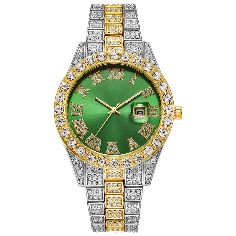 Full Diamond-encrusted Roman Scale Quartz Watch
