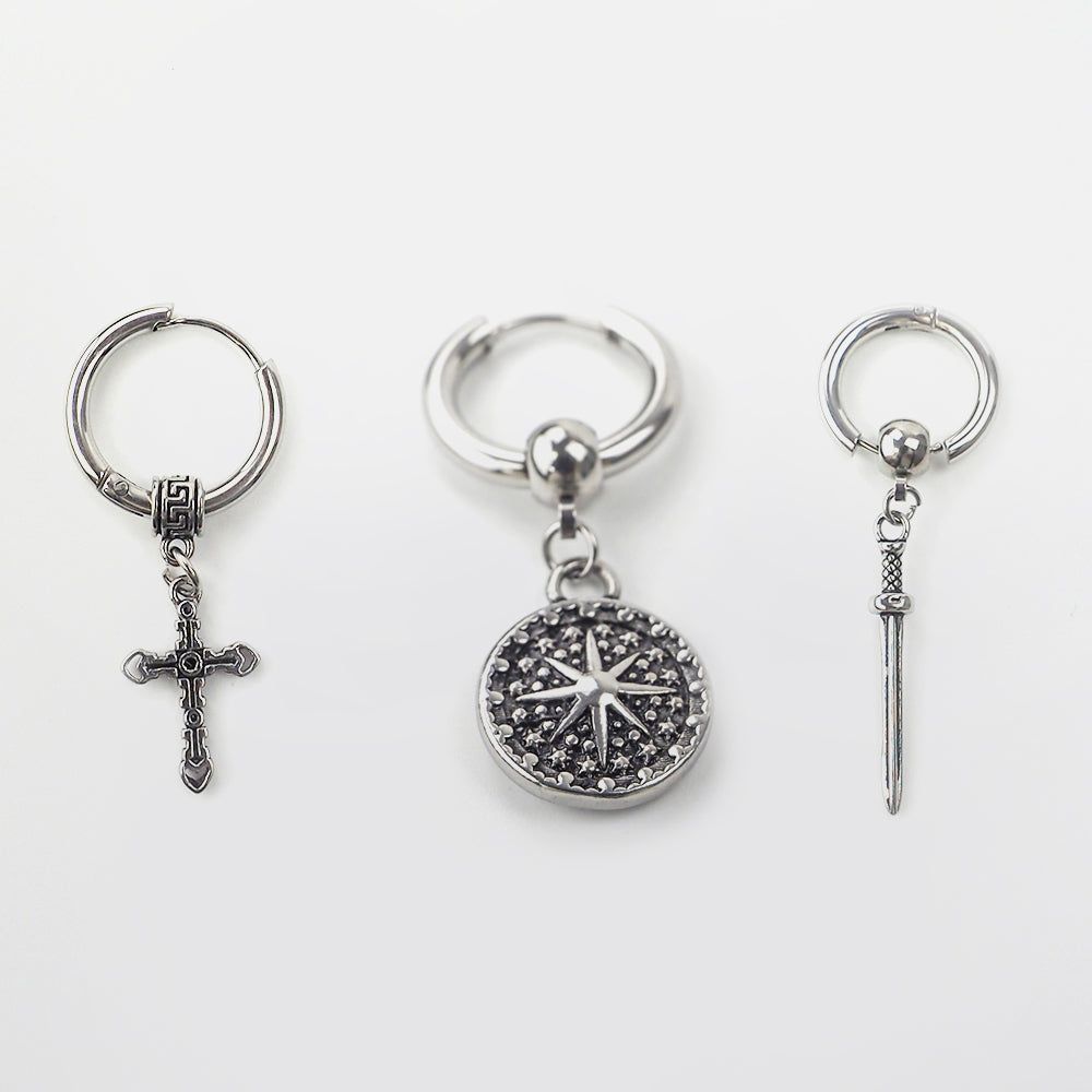 Punk Drop Earring Hoop Set - Pack of 10