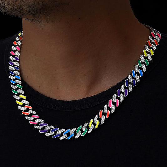 Hip Hop Style Rainbow Diamond Cuban Chain