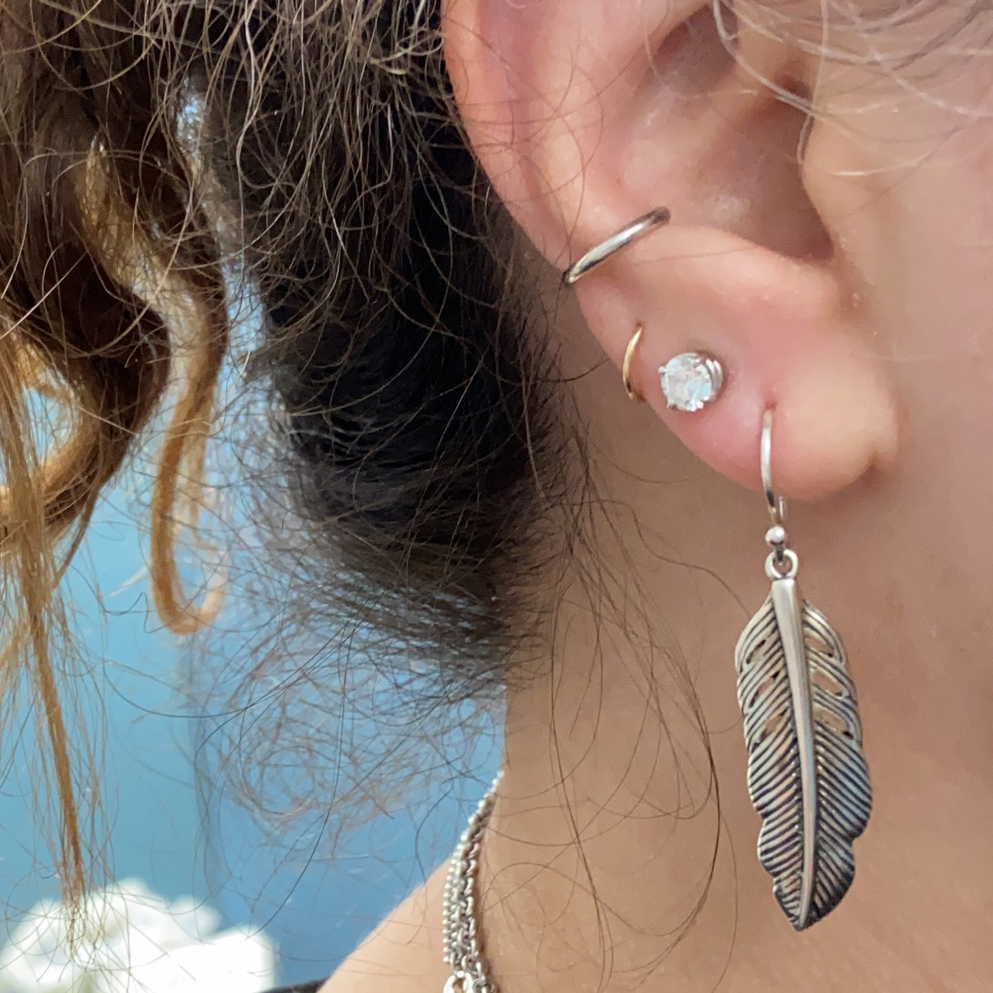Leave Drop Earring Hoop Set - Pack of 10