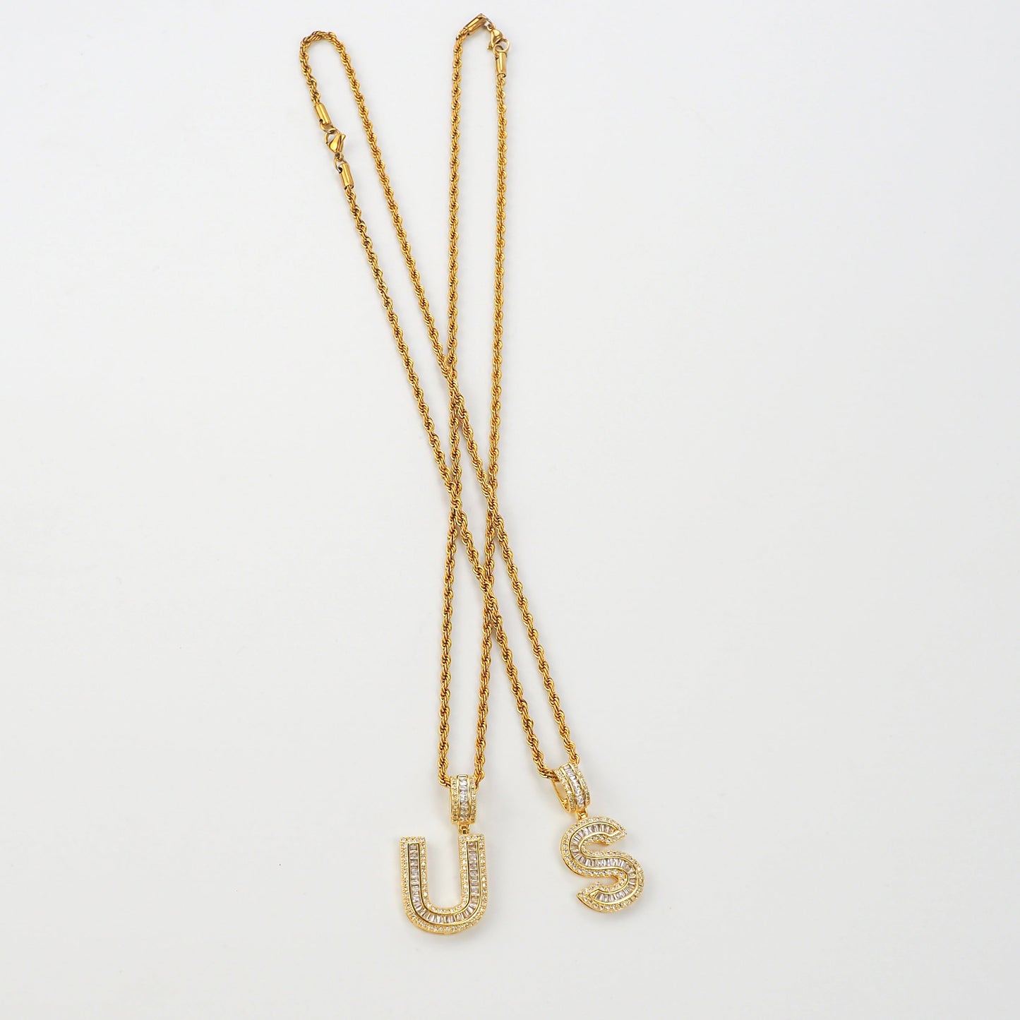 US Diamond Single Letter Pendant Necklace
