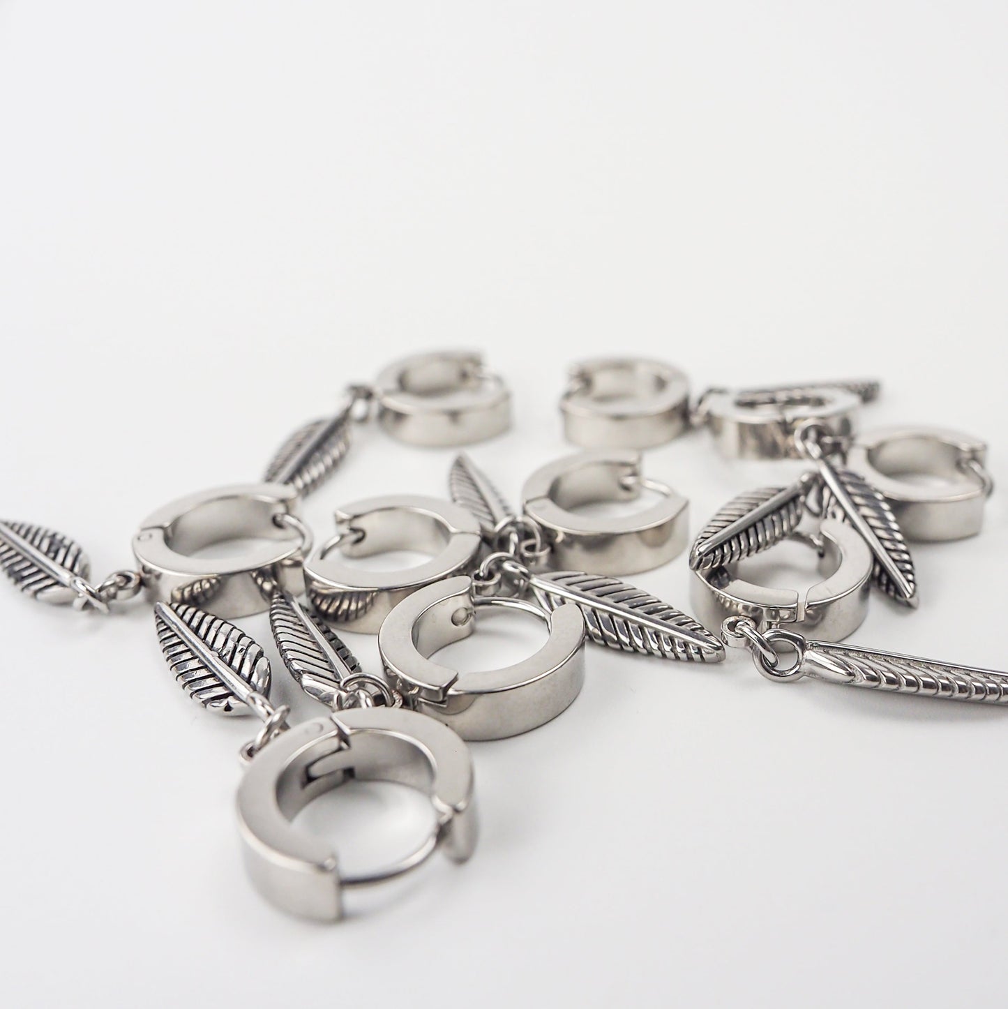 Leave Drop Earring Hoop Set - Pack of 10