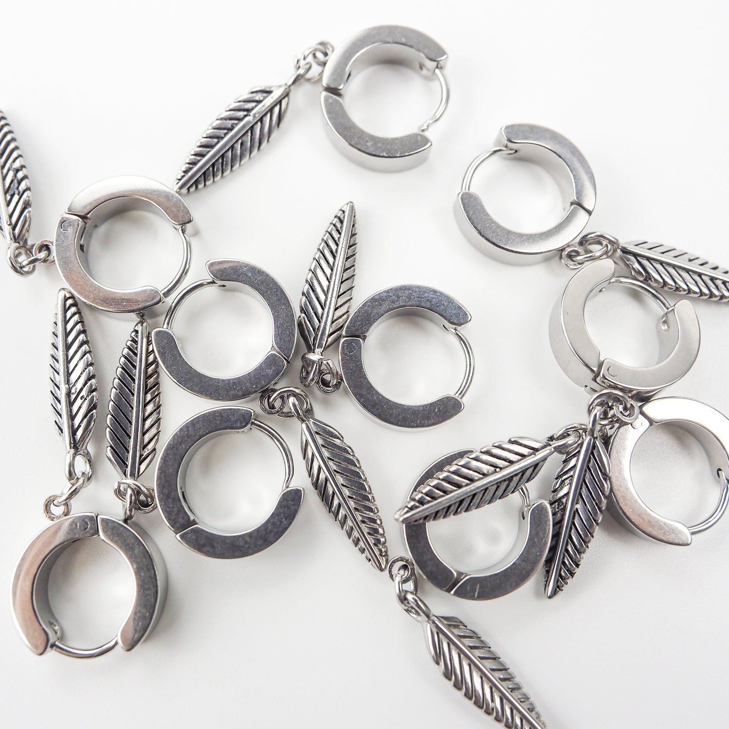 Leave Drop Earring Hoop Set - Pack of 10