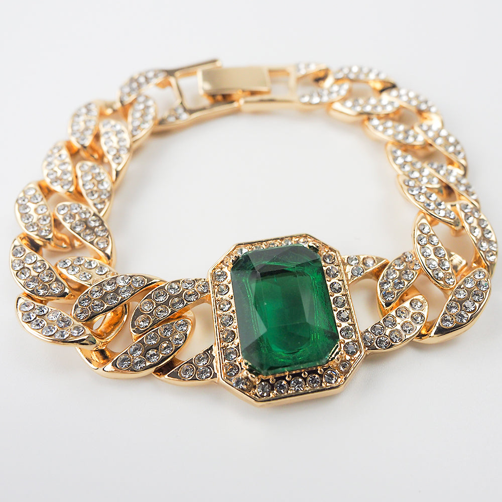 Green Gem Cuban Bracelet