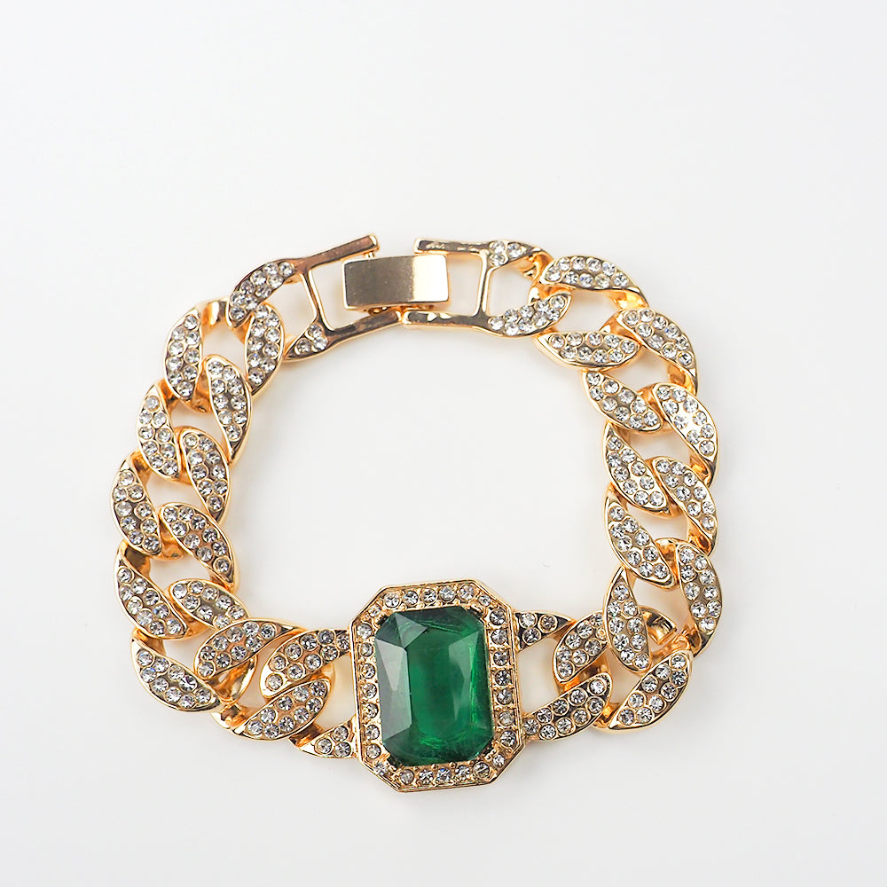 Green Gem Cuban Bracelet