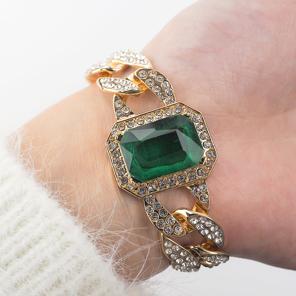 Green Gem Cuban Bracelet