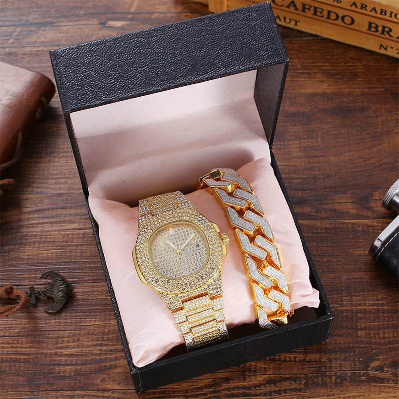Punk Full Diamond Watch Set