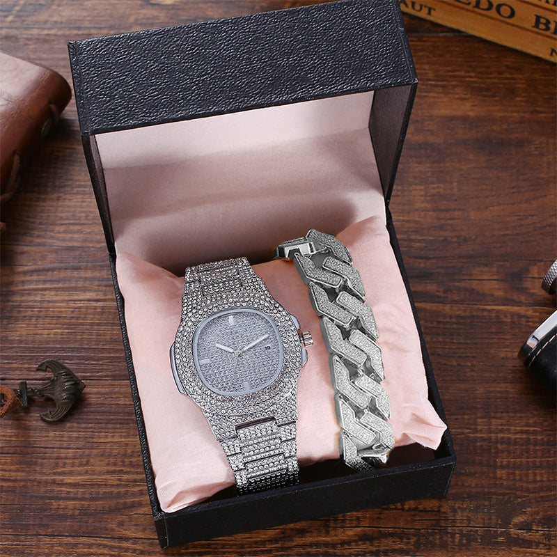 Punk Full Diamond Watch Set