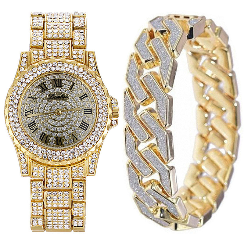 Punk Full Diamond Watch Set