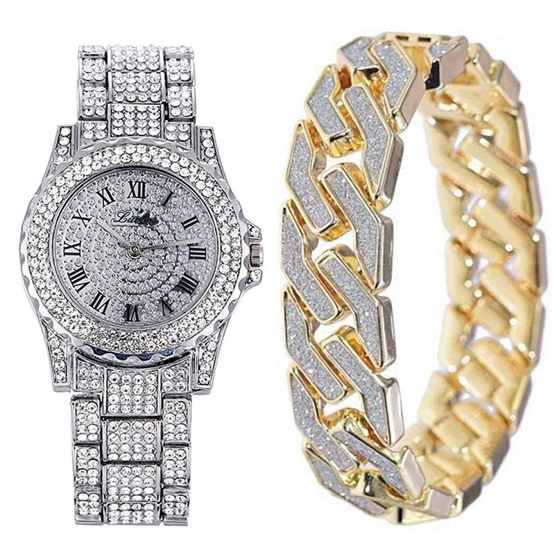 Punk Full Diamond Watch Set