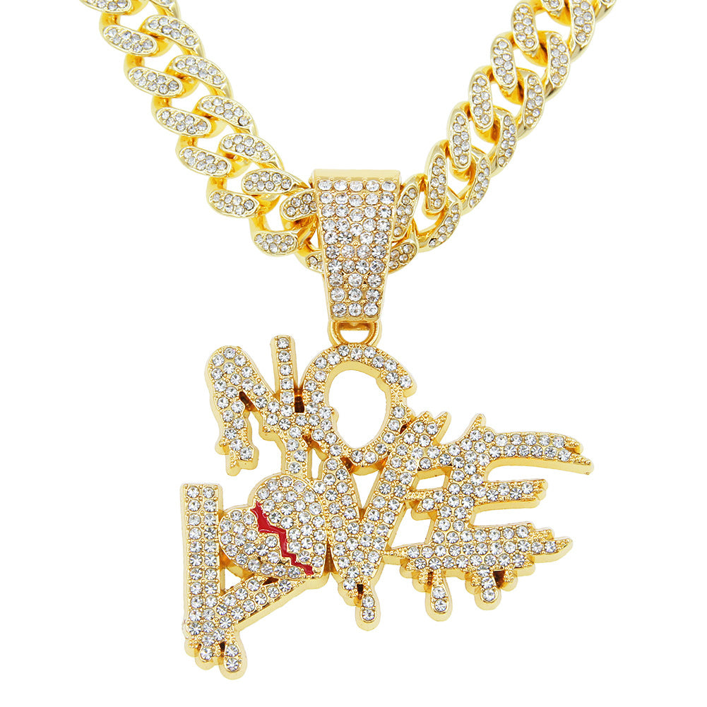 NOLOVE Rhinestone Letters Pendant Necklace