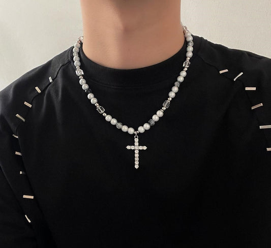 Reflective Pearl Chains Splicing Cross