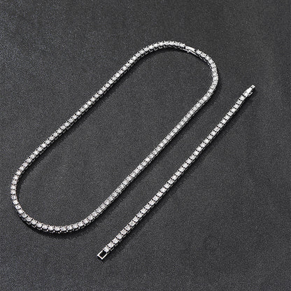 Silver 8in 4mm Tennis Chain Rhinestone Set Assembly