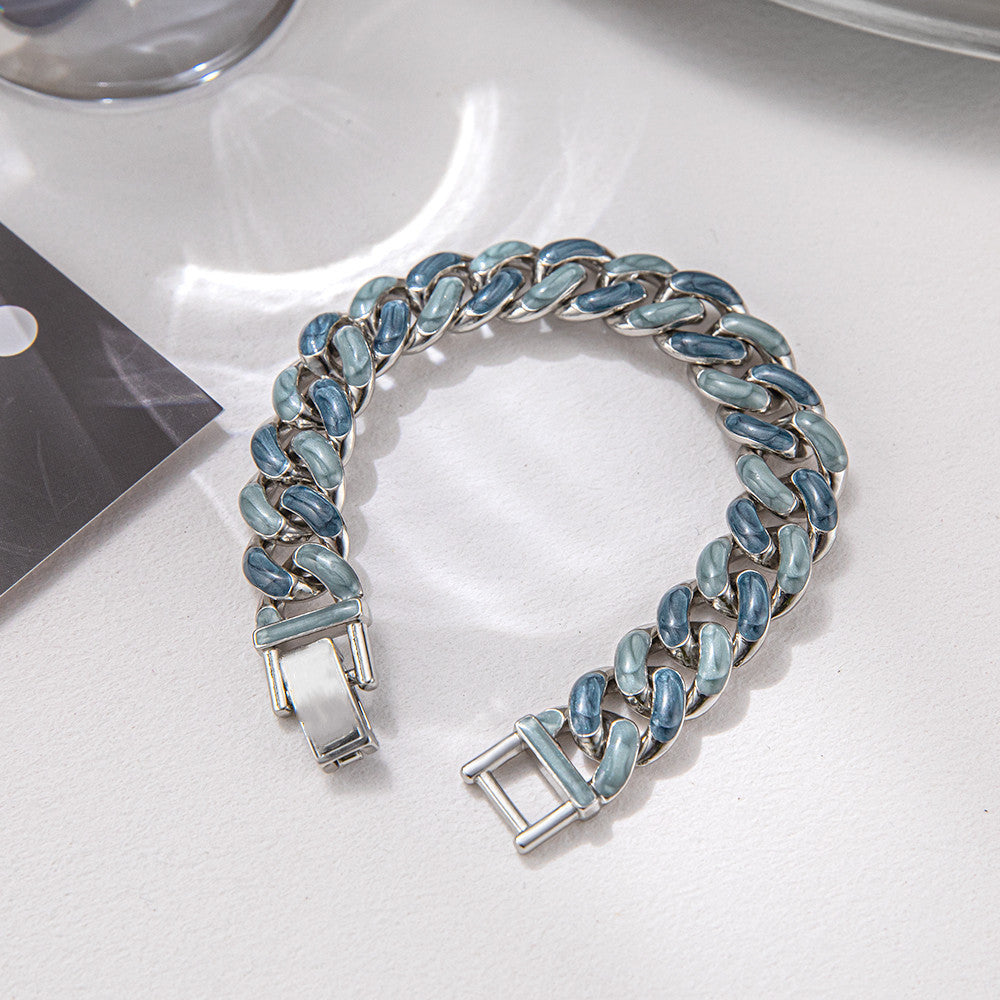 Blue Orange Light Luxury Cuban Bracelet