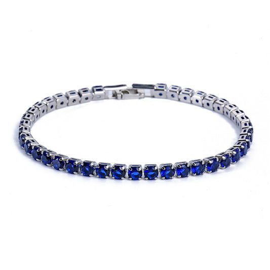 Platinum and White Room Blue Tennis Bracelet 19cm