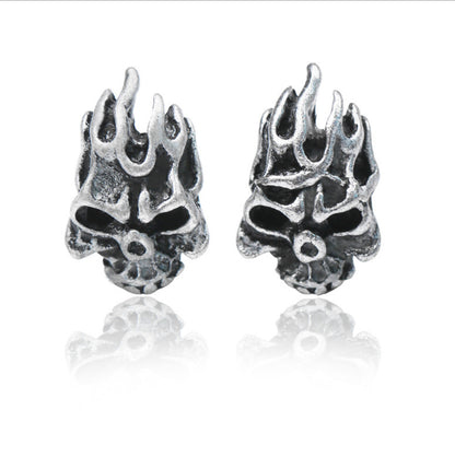 Flame Skull Stud Earrings