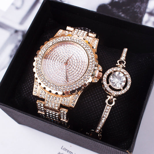 Super Flash Wrist Full Diamond Watches Set