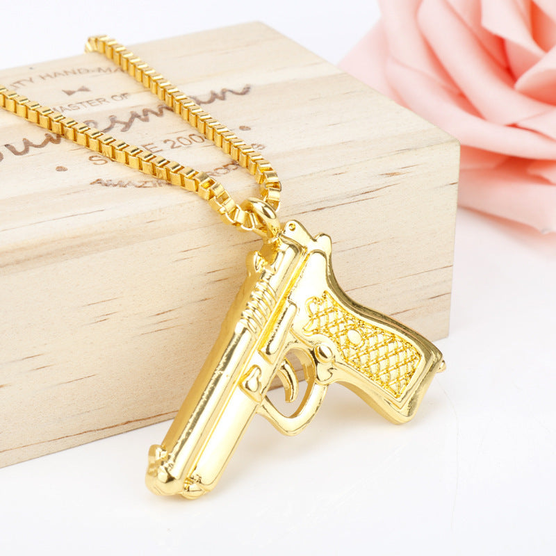 Pistol Mechanical Mold Pendant Sweater Chain