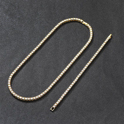 Gold 8in 4mm Tennis Chain Rhinestone Set Assembly
