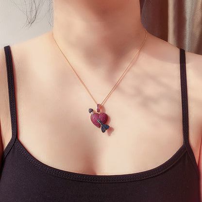 Cupid's Arrow Heart Colorful Pendant Necklace