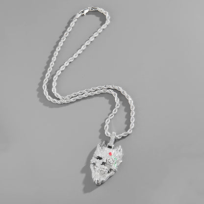 Hip-Hop Skull Iced Out Pendant Necklace