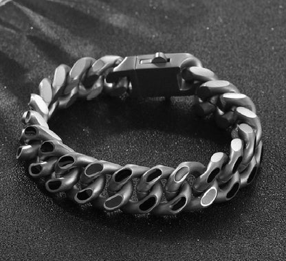 Titanium Steel Four - sided Milling Oil Cuban Bracelet