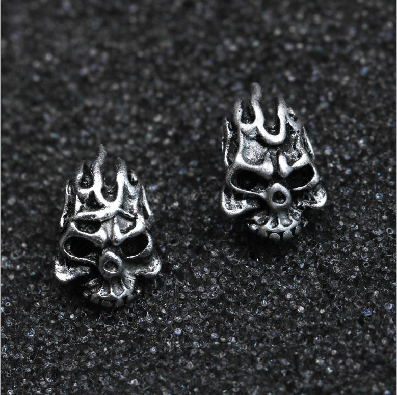 Flame Skull Stud Earrings