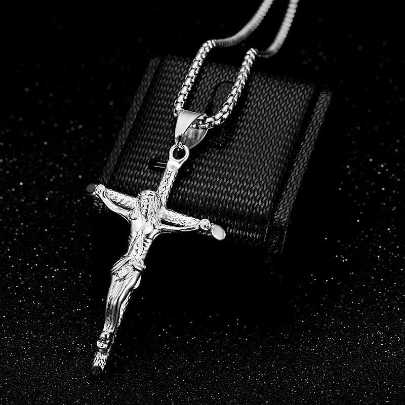 Titanium Steel Gold-Plated Crosses Jesus Pendant Necklace
