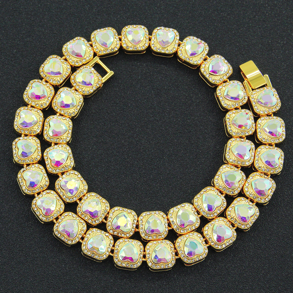 Peach Heart Color Diamond Plain Bracelet 8in