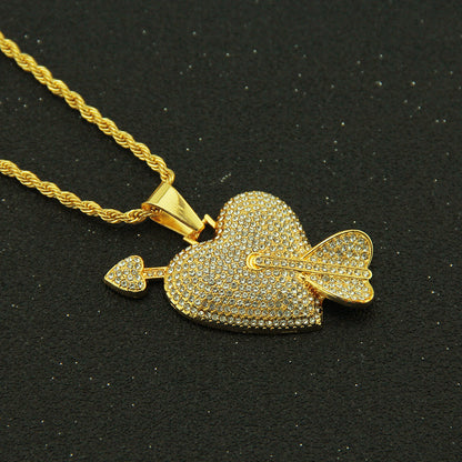 Heart Struck by Cupid's Arrow Pendant Necklace