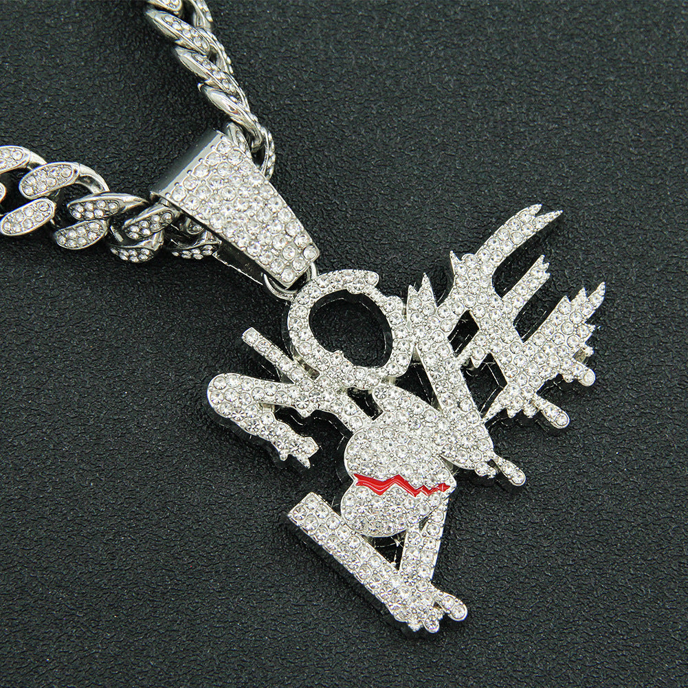 NOLOVE Rhinestone Letters Pendant Necklace