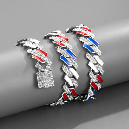 12mm Bar-shaped Constract Color Cuban Bracelet