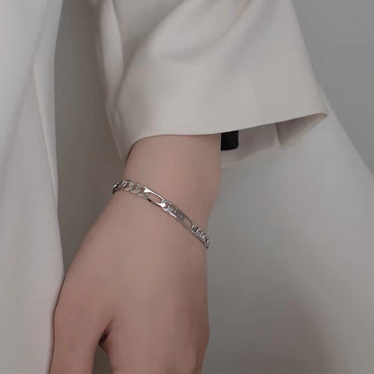 Classic Figaro Silver Plain Bracelet