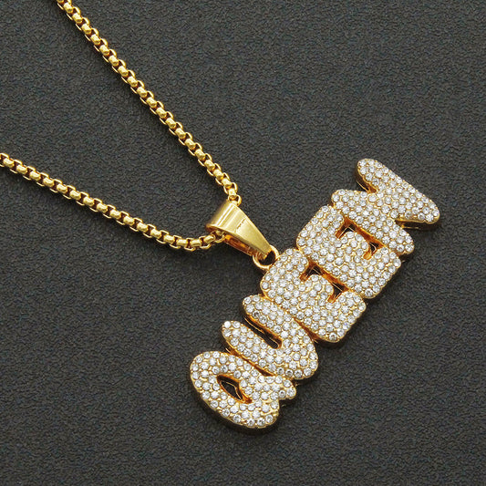 Queen Letters Full Drill Pendant Necklace
