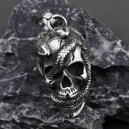 Snake in Skull Pendant Necklace