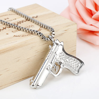 Pistol Mechanical Mold Pendant Sweater Chain