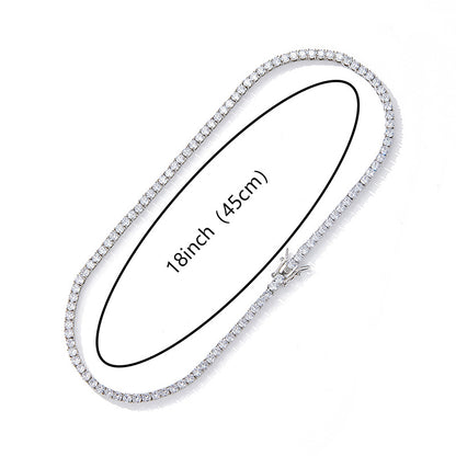 Silver A Row of Necklace 4mm Tennis Chain