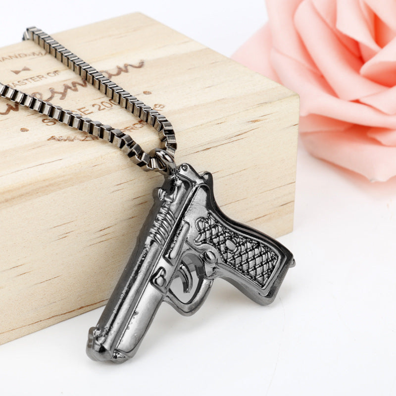 Pistol Mechanical Mold Pendant Sweater Chain