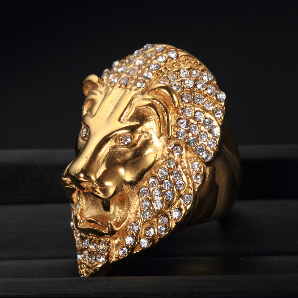 Diamond Lion Head Hip Hop Ring