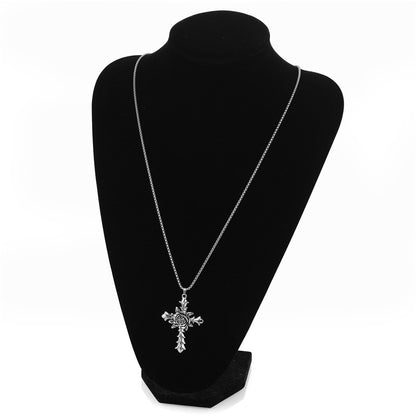 Gothic Rose Cross Pendant Necklace